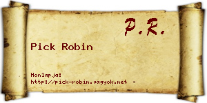 Pick Robin névjegykártya
